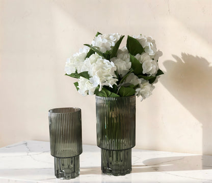 Green Line Pressed Glass Vase