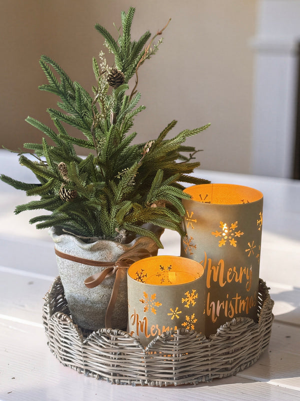 I love creating little moments like this — a simple basket, a touch of pine, and the warm glow of our Merry Christmas lanterns coming together to create a cozy, welcoming feel. Because sometimes, it’s not about decorating more. It’s about choosing pieces that make your home feel warm, inviting, and ready for the season. 🎄 How would you style this in your home — on a kitchen island, coffee table, or entryway? Shop the look at Home Decor with Michelle 🤍 #HomeDecorWithMichelle #ChristmasDecor #CozyChristmas #HolidayStyling #ChristmasInspiration