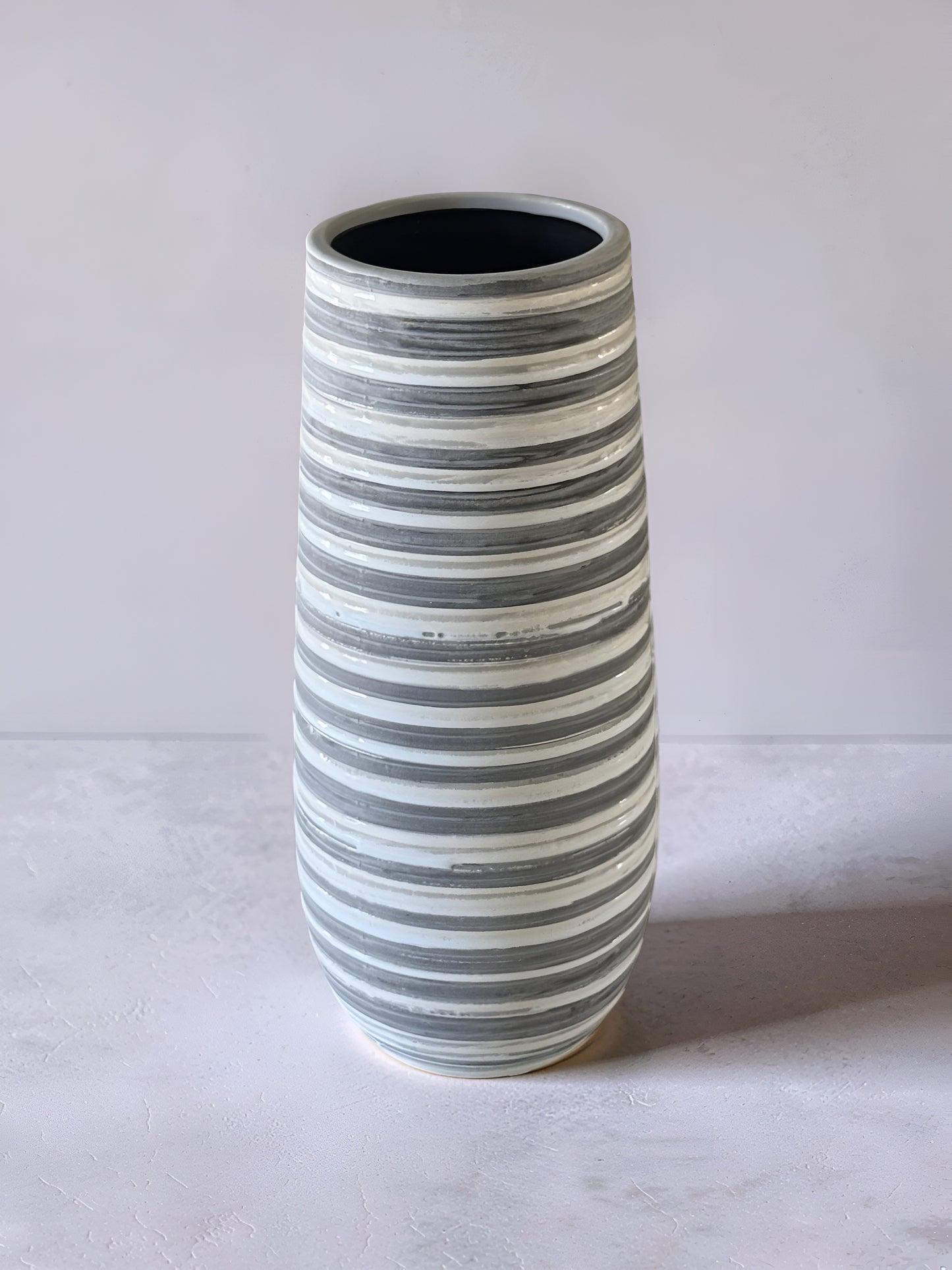 White and Grey Striped Vase