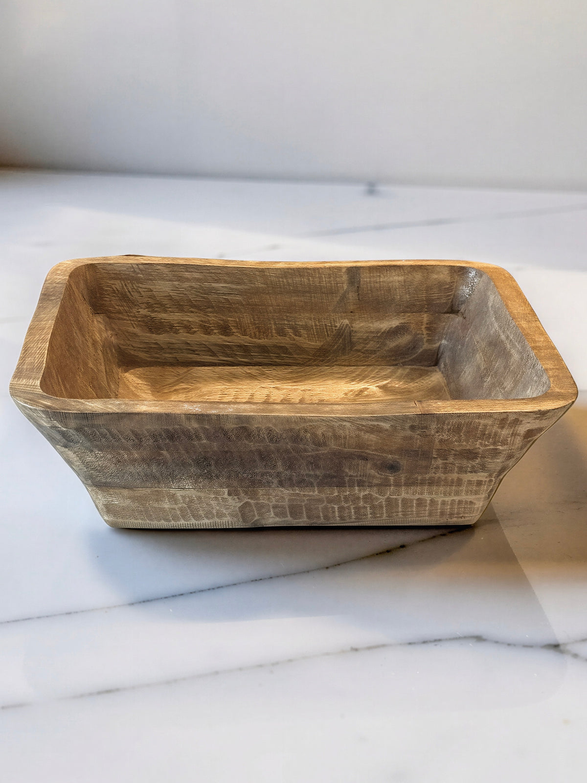 Textured Wood Dough Bowl