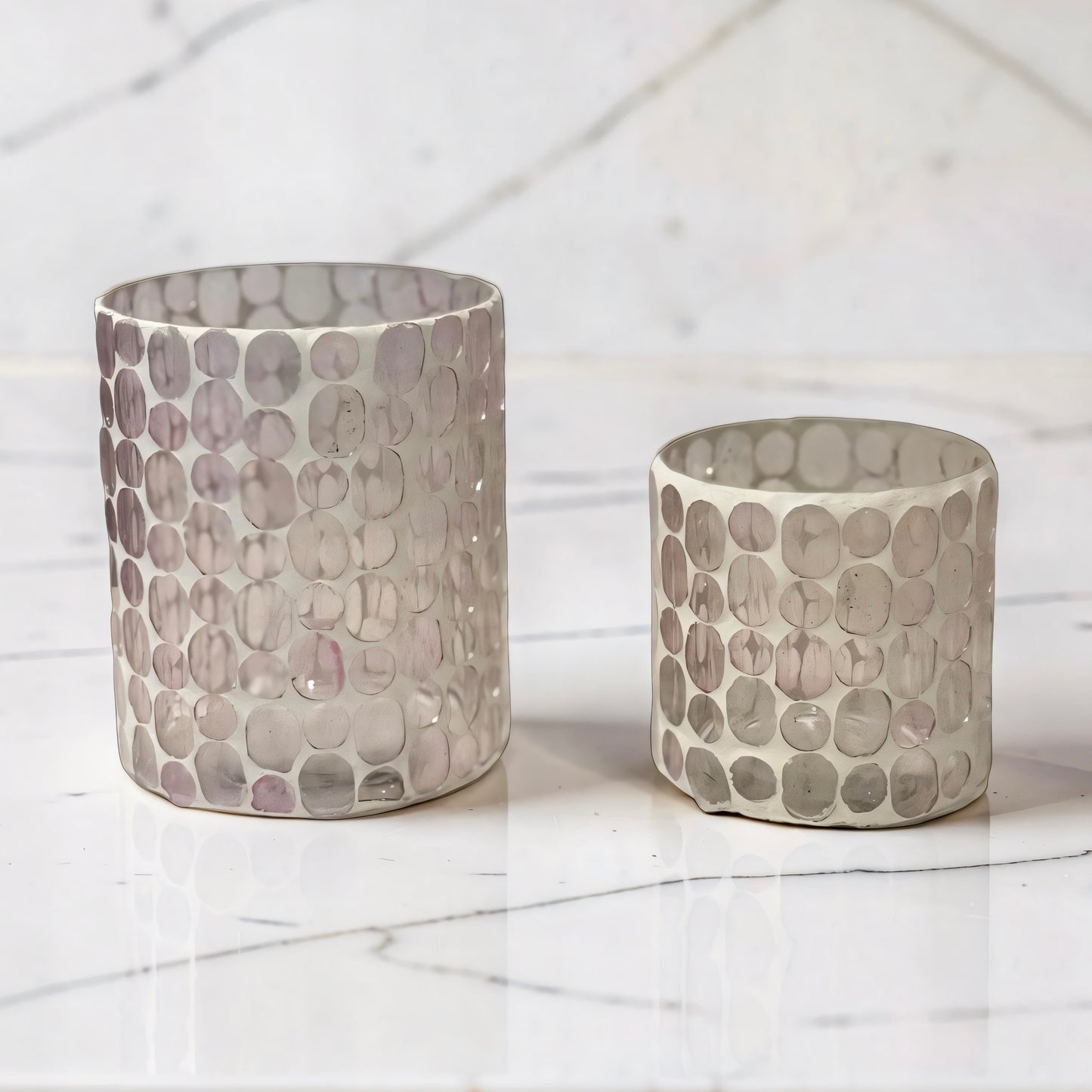 Light Pink Mosaic Glass Jar -