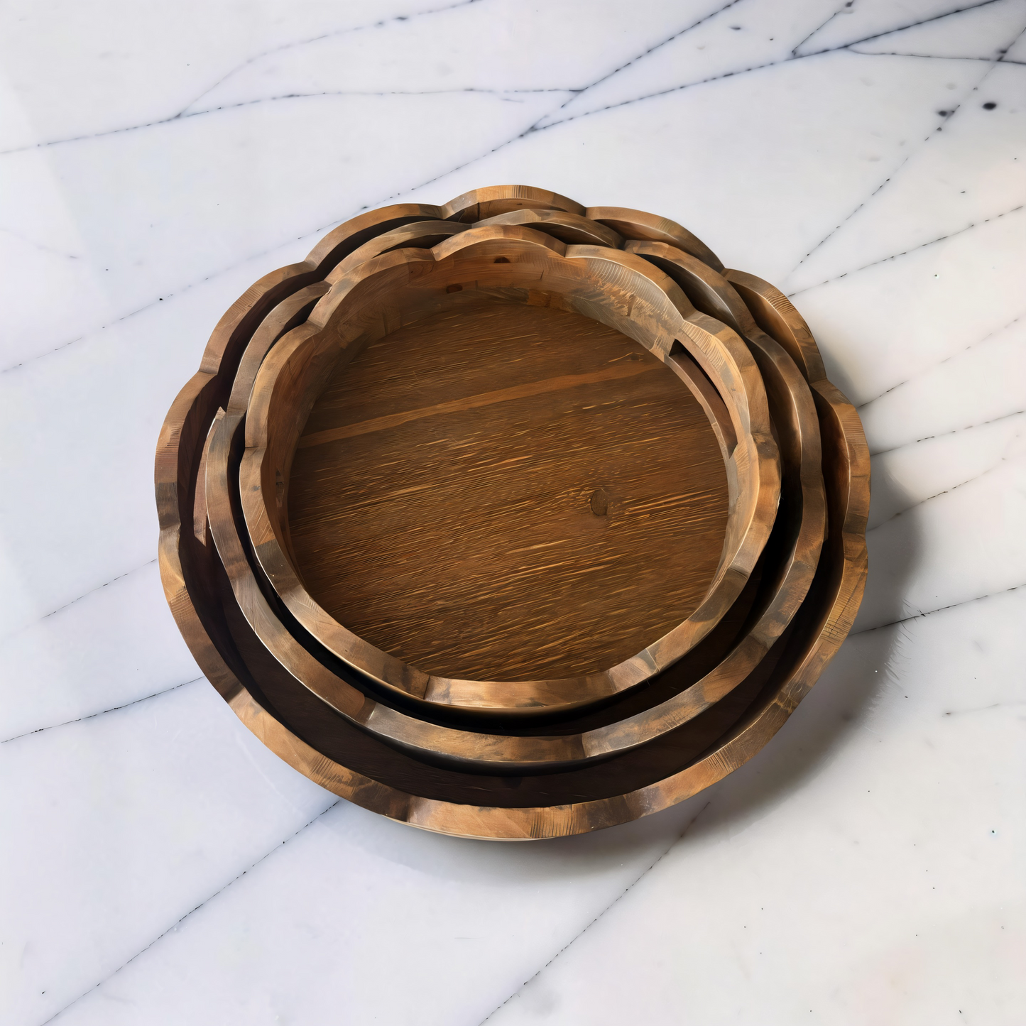 Scallop Wood Trays