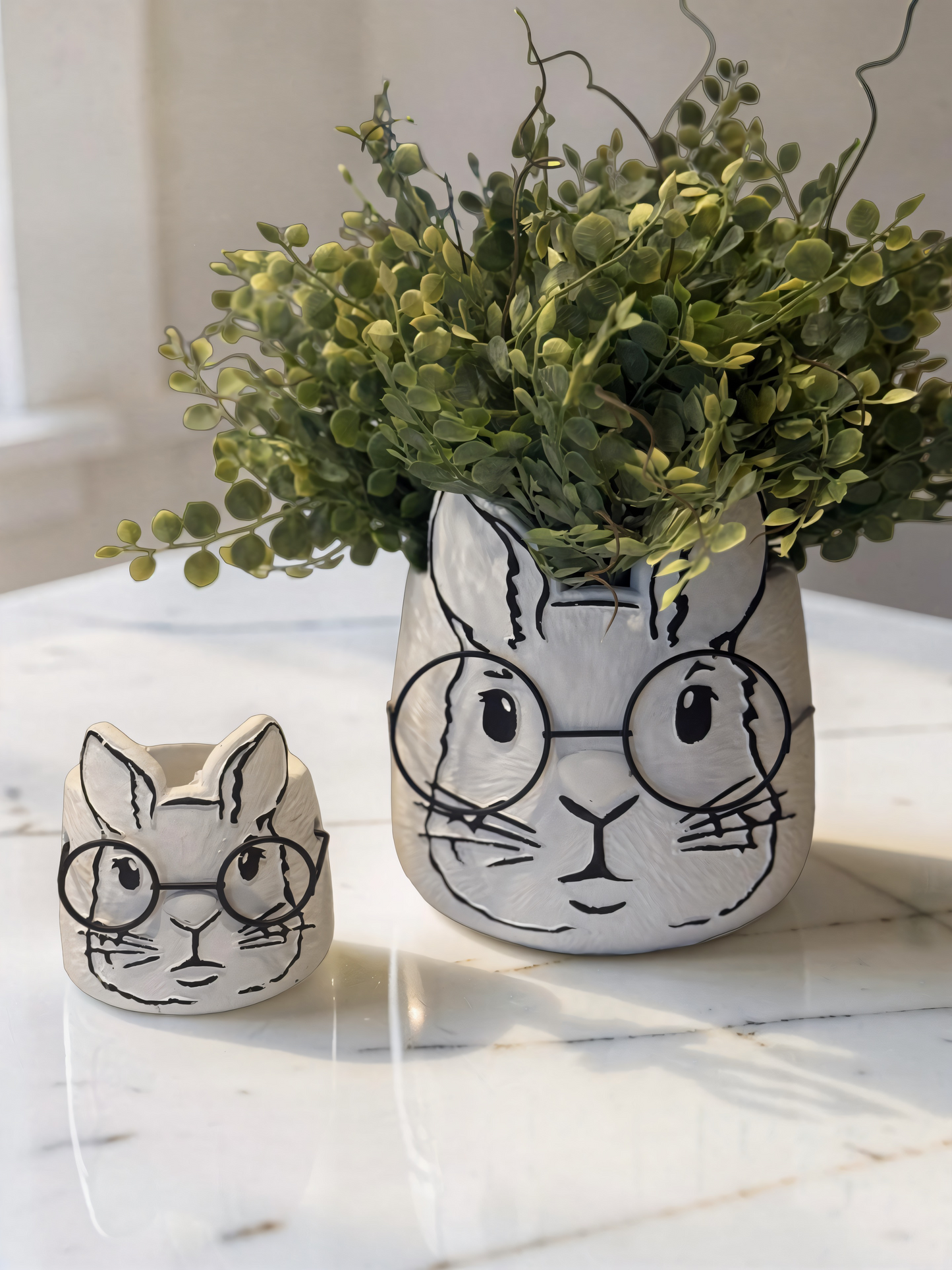 Bunny Planter with Glasses - set of 2
