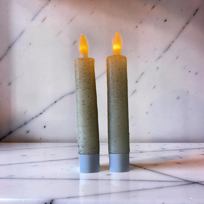 Ivory Flamless Taper Candles-set of 2