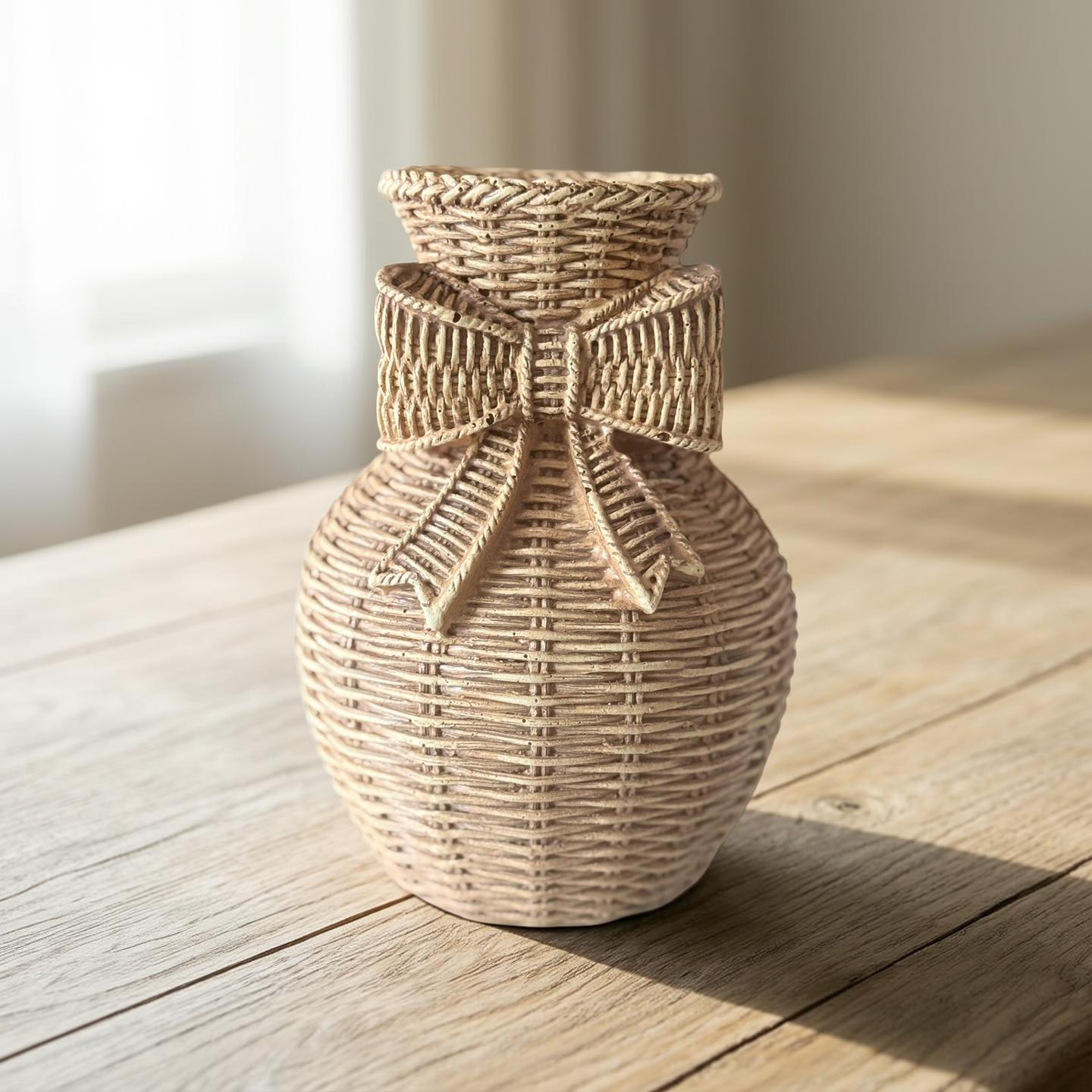 Polyresin Bow Weave Vase
