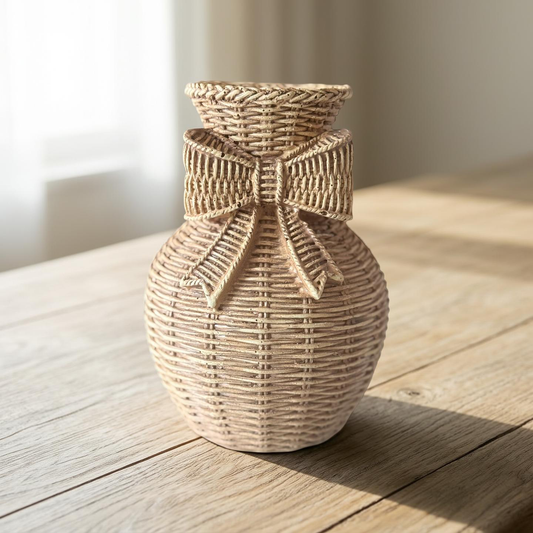 Polyresin Bow Weave Vase