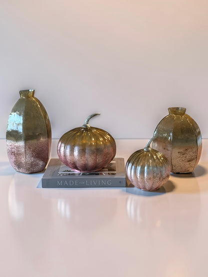 Stone Foil Brown and Rose Gold Vase Large