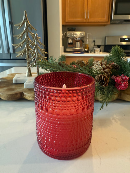 Red Dotted Flameless Candle -4”