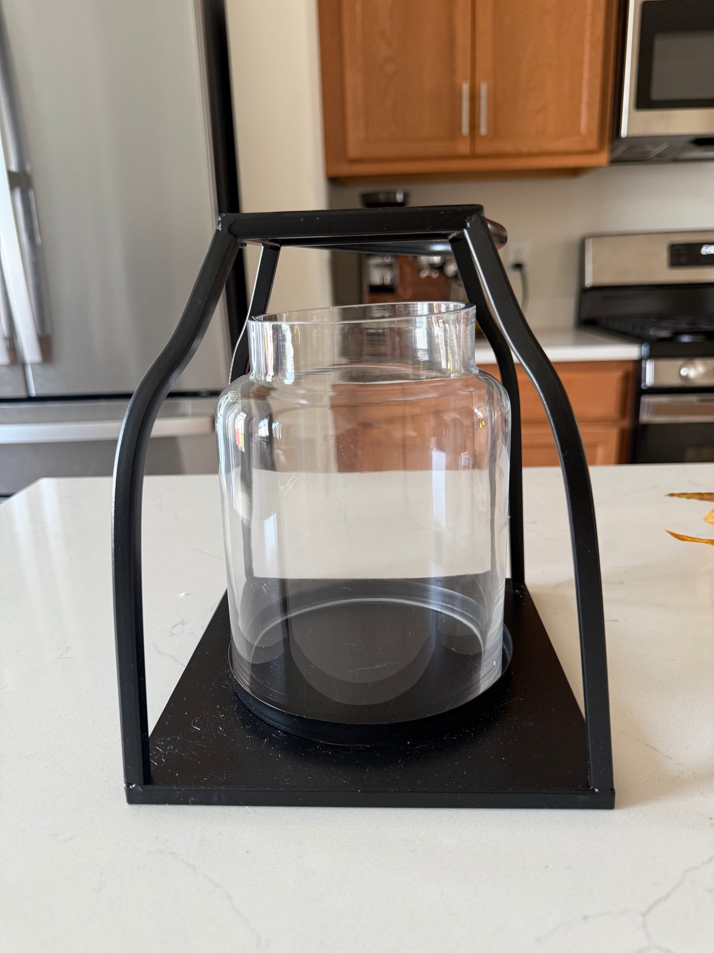 Black Lantern with Glass Hurricane