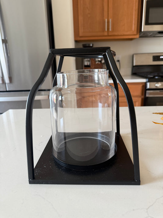 Black Lantern with Glass Hurricane