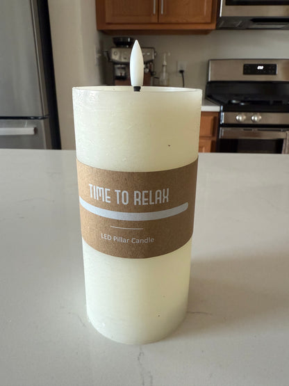 Flameless Pillar Candle -6”H