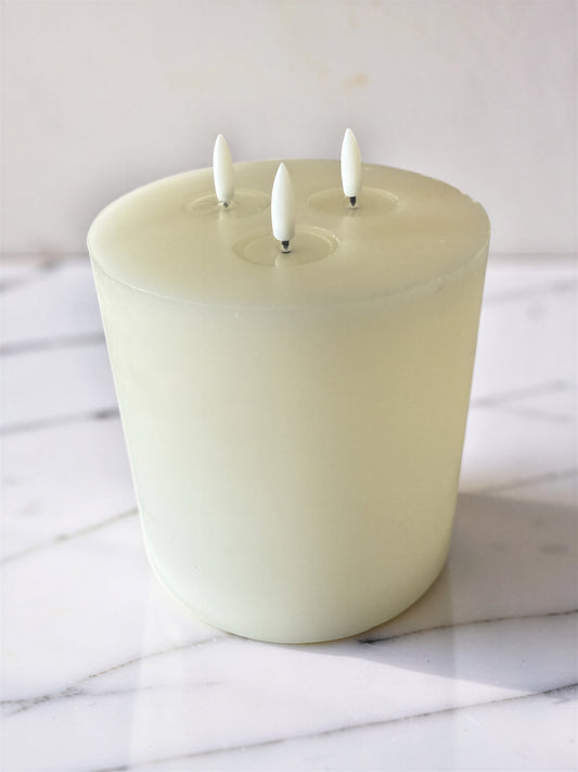 Led Ivory 3 Wick Candle