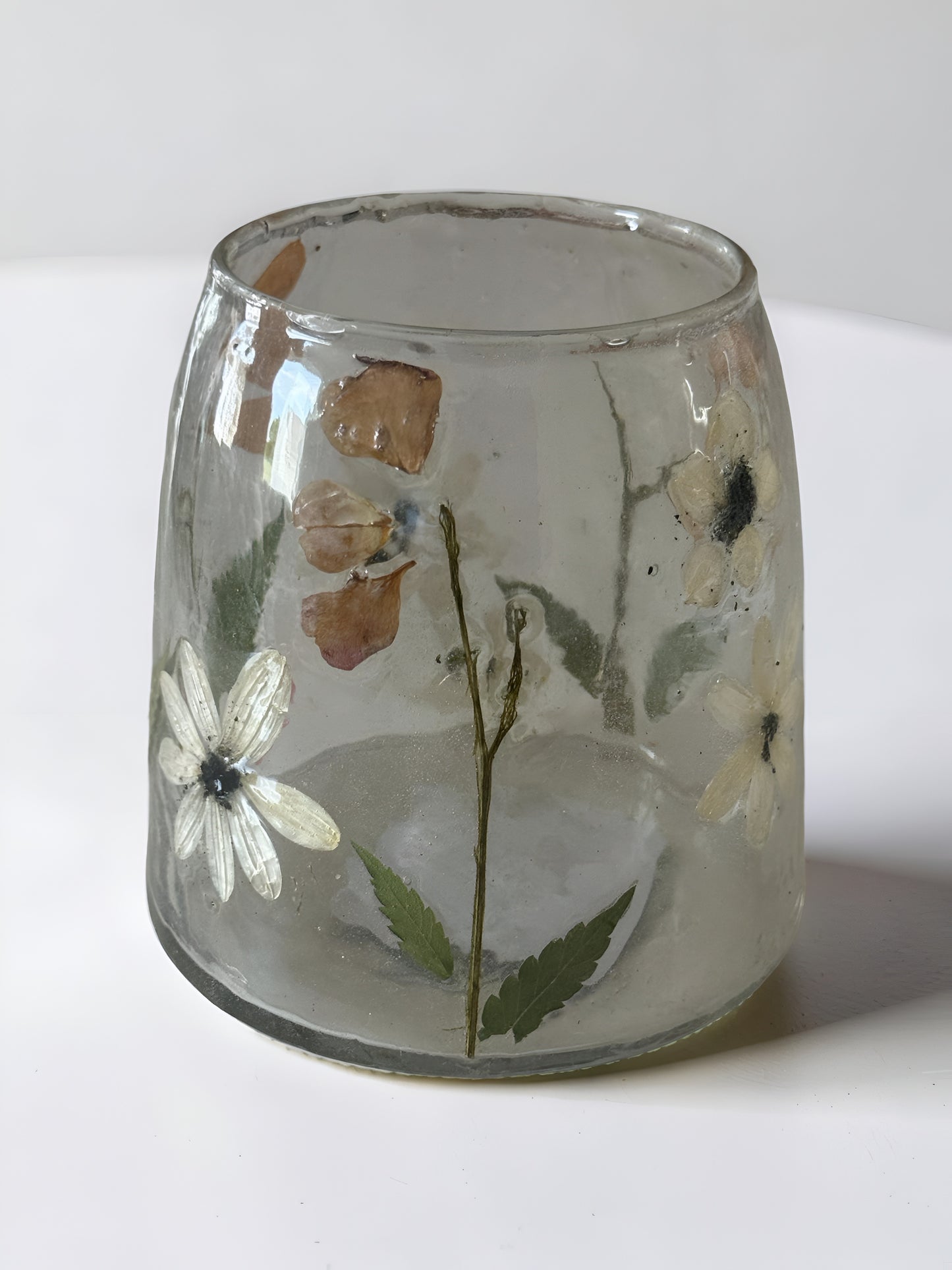Dried Floral Leaf Glass Jar