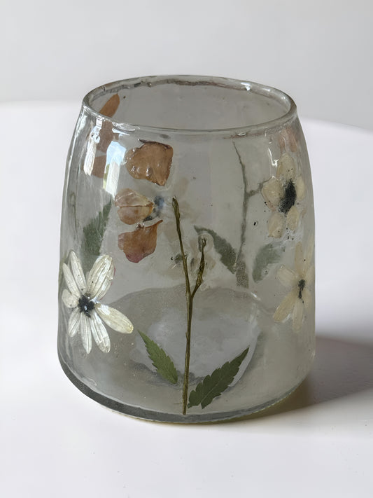 Dried Floral Leaf Glass Jar