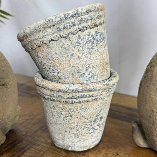 Cement Scalloped Pot