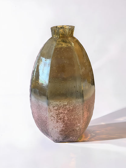 Stone Foil Brown and Rose Gold Vase Large