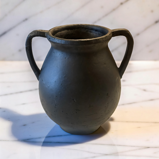 Black Two Handle Jug Vase - 11.8''H