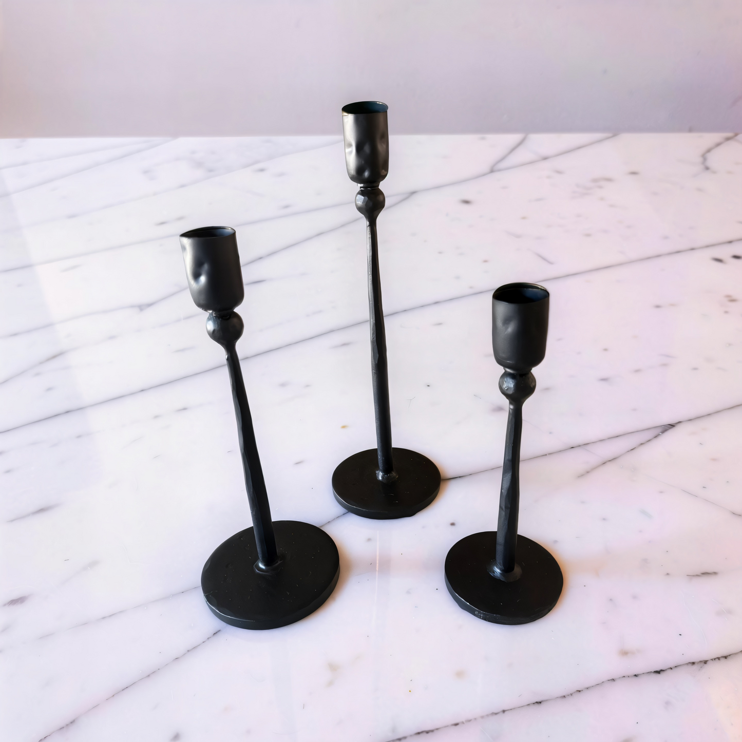 Black Iron Candle Sticks - Set of 3