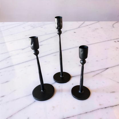 Black Iron Candle Sticks - Set of 3