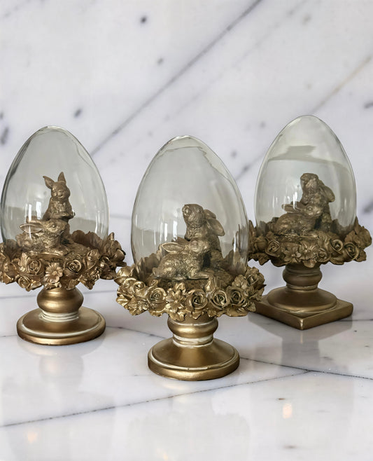 Gold Resin Easter Bunny Egg Cloche