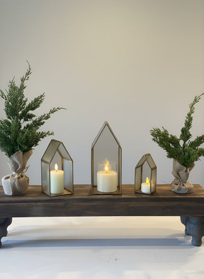 Vintage Glass and Brass House Set of 3