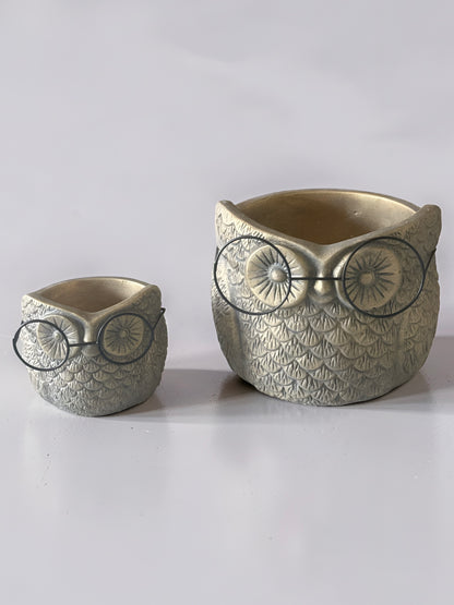 Gold Owl Planters Set of 2