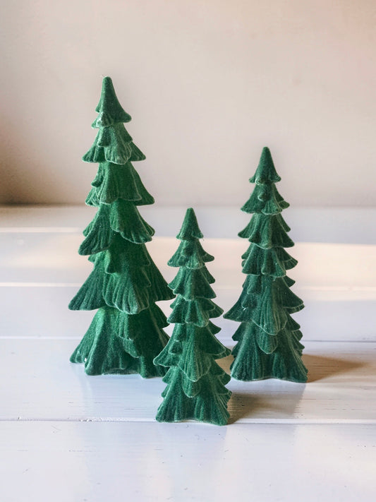 Flocked Resin Holiday Trees