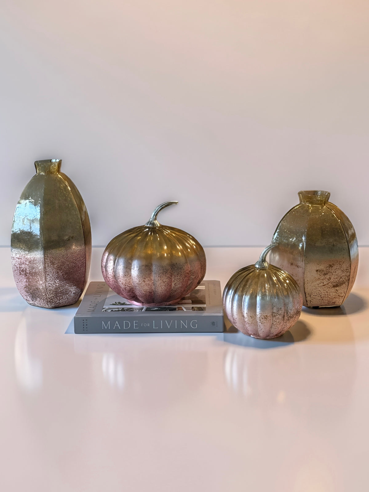 Vintage Stone Foil Glass Pumpkin Large