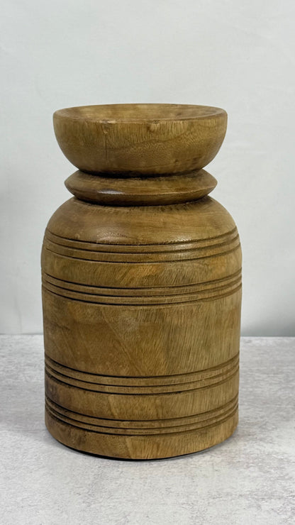 Mango Wood Vase - 8.66''