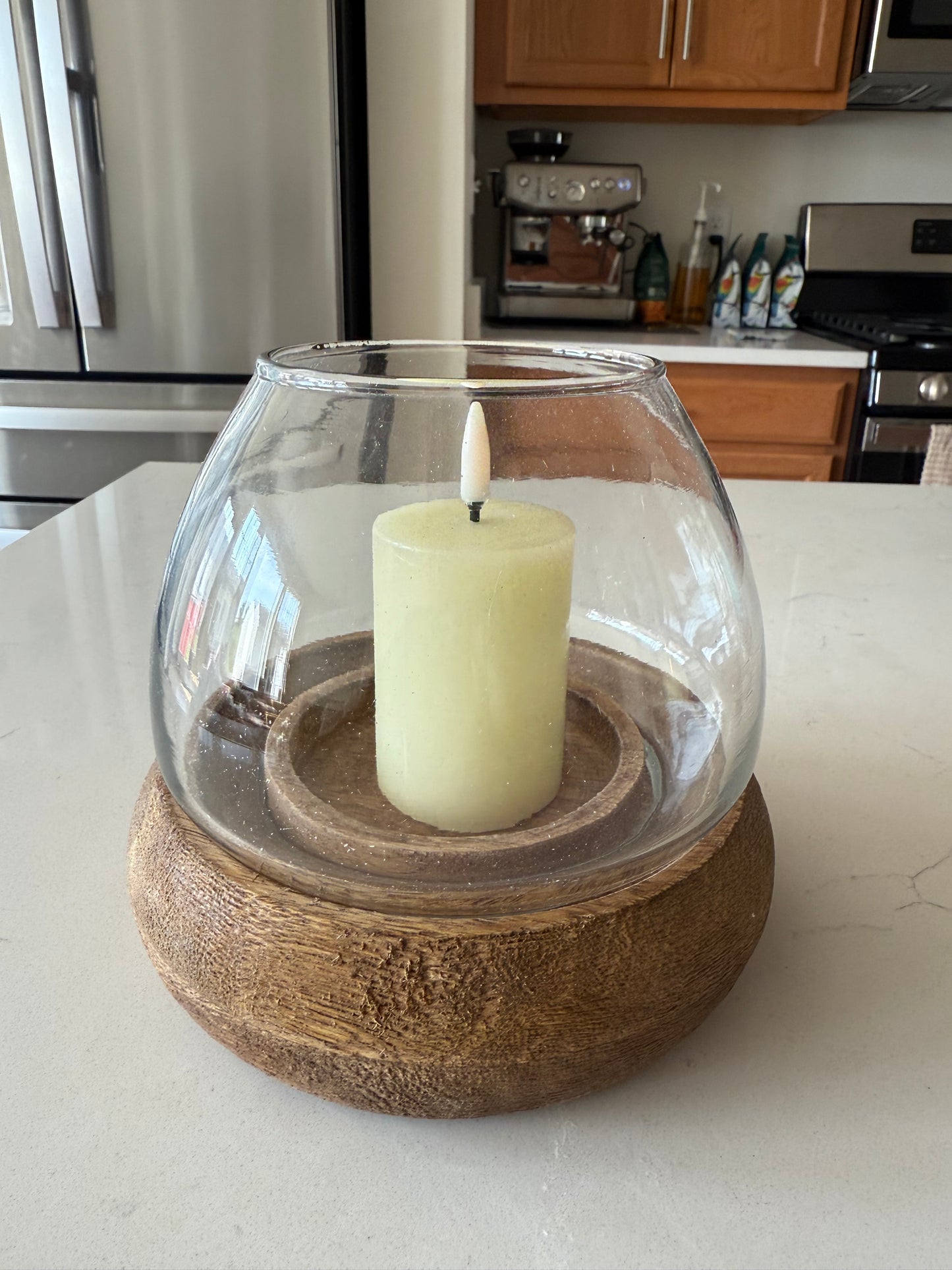 Candle Holder with Wood Base