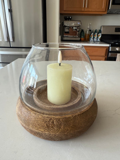 Candle Holder with Wood Base