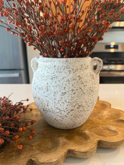 White Wash Ceramic Vase -6”H