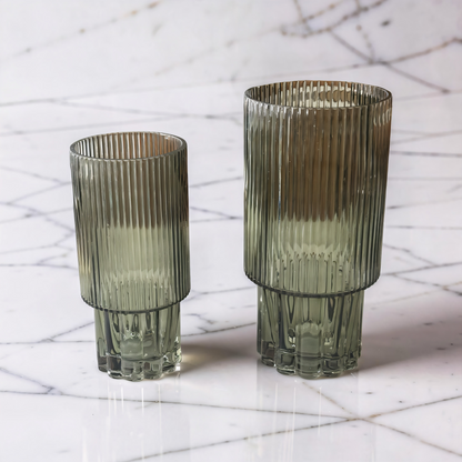 Green Line Pressed Glass Vase