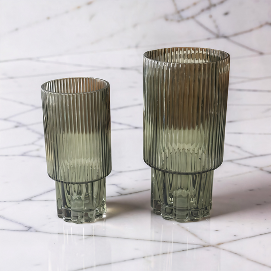 Green Line Pressed Glass Vase