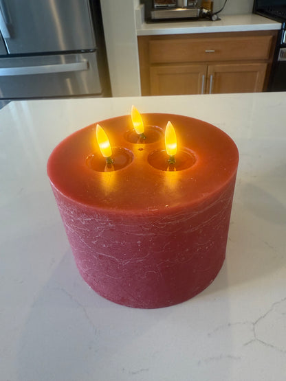 Red Flameless Triple Wick Candle