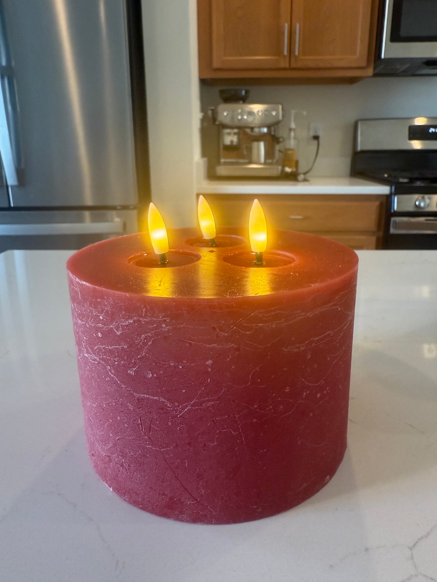 Red Flameless Triple Wick Candle