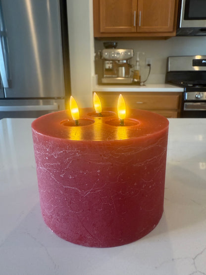 Red Flameless Triple Wick Candle