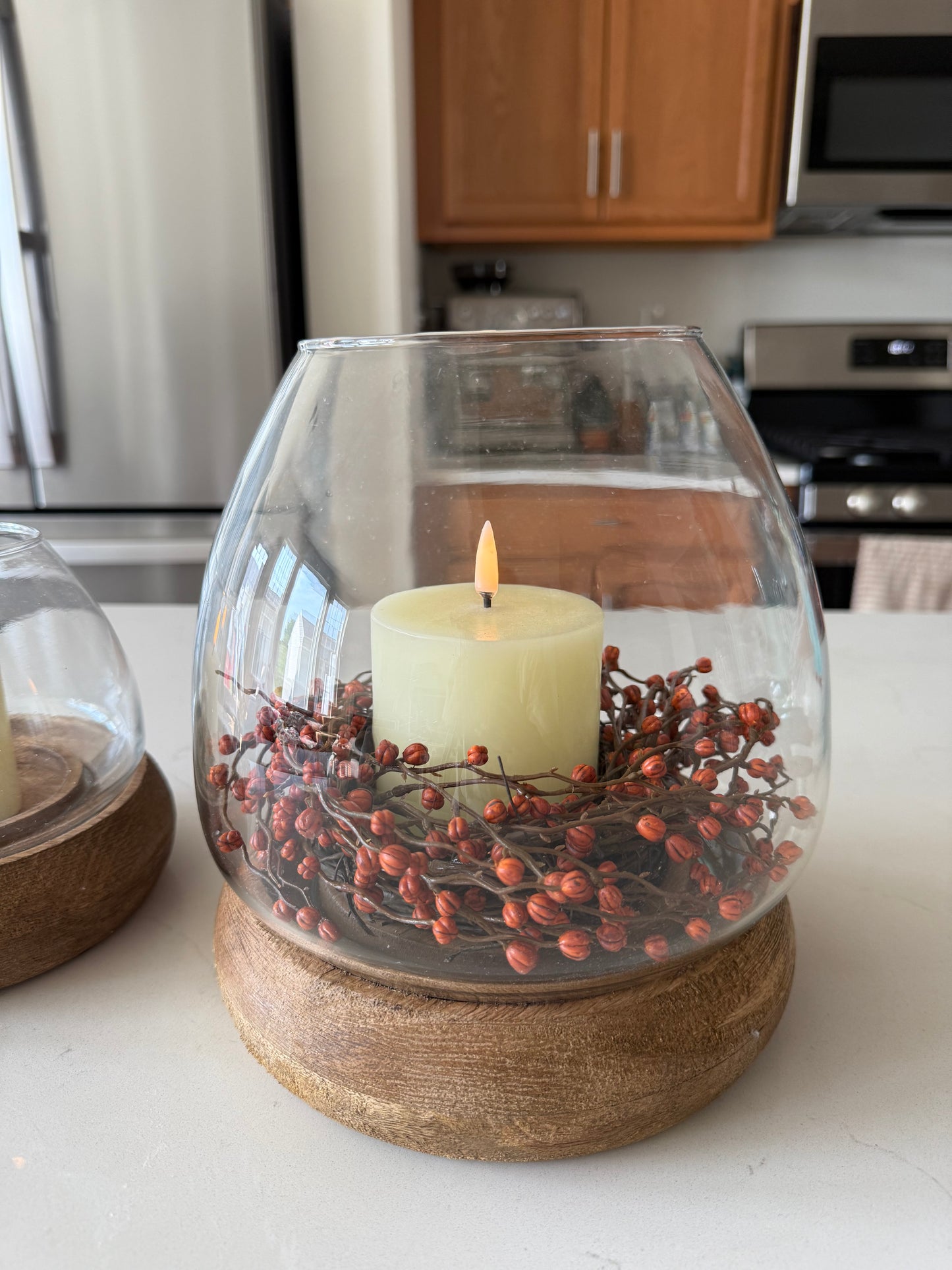 Candle Holder with Wood Base