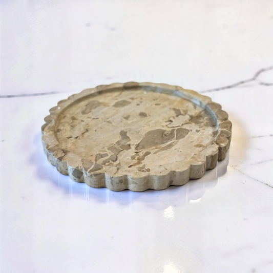 Beige Marble Scallop Edge Tray