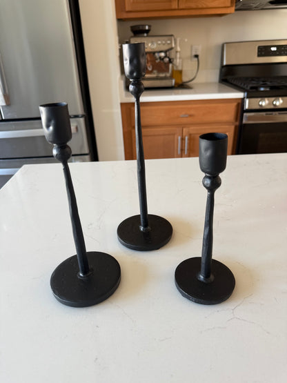 Black Iron Candle Sticks - Set of 3