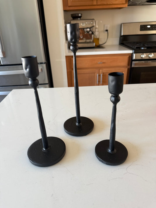 Black Iron Candle Sticks - Set of 3