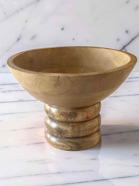 Mango Wood Footed Bowl