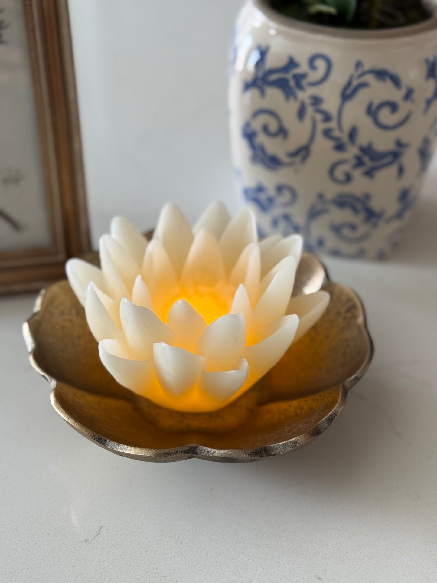 Cream LED Flower Candle