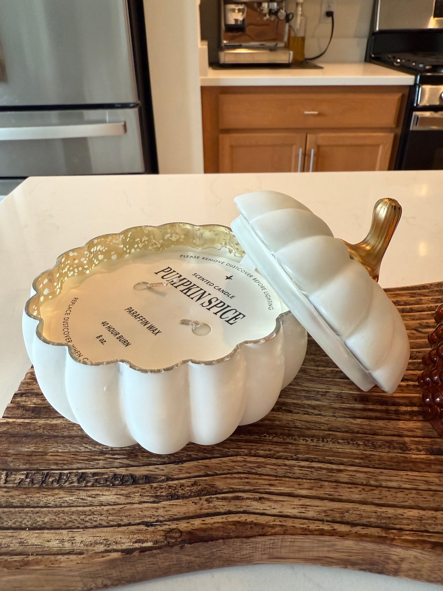 White Glass Filled Pumpkin Candles -4.75