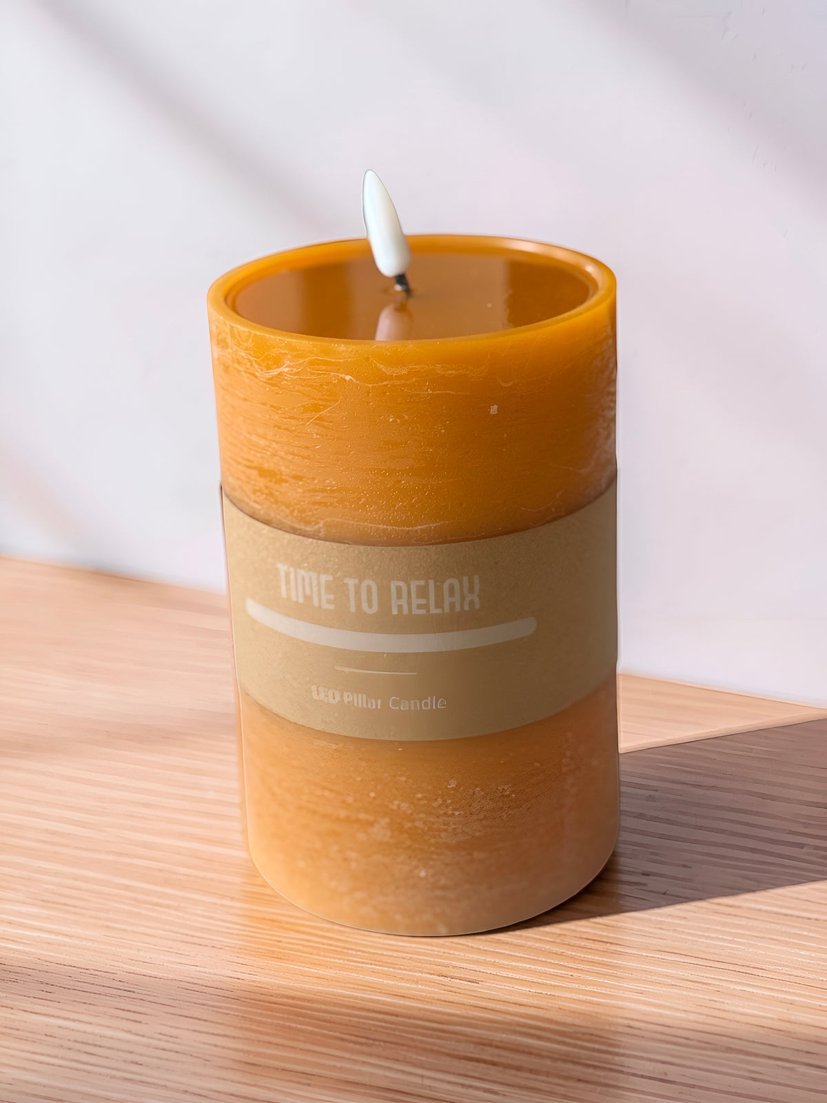 Wide Orange Pillar Candle 6''