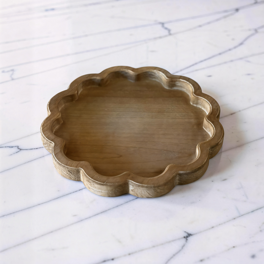 Scalloped Wood tray -11.25”