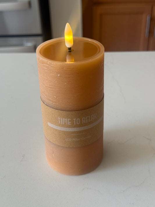 Caramel LED Pillar Candle 6''
