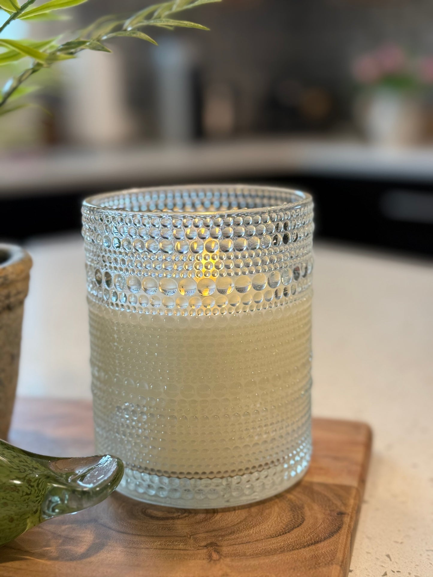 5” Dotted Clear Glass Flameless Candle