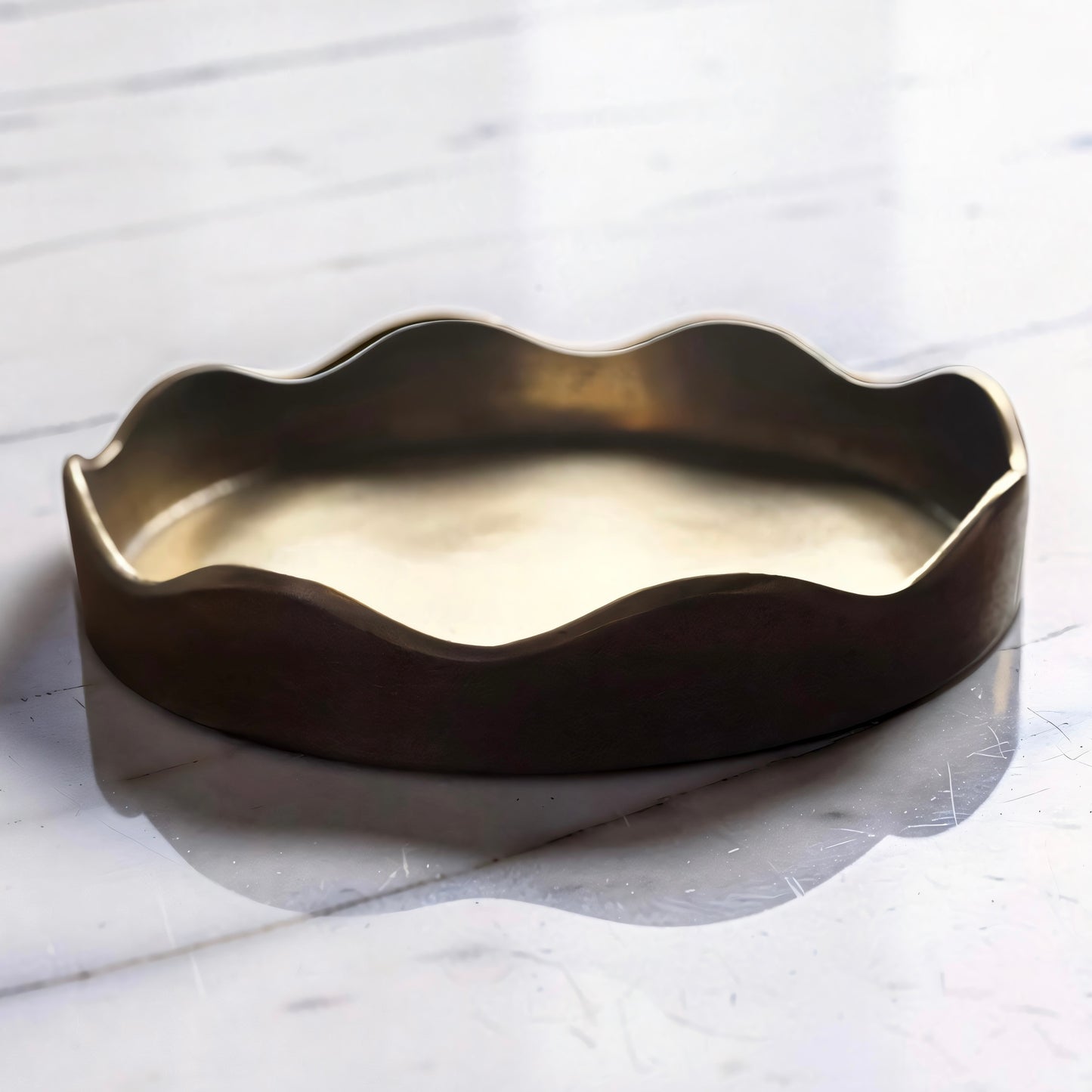 Antique Gold Ruffle Dish