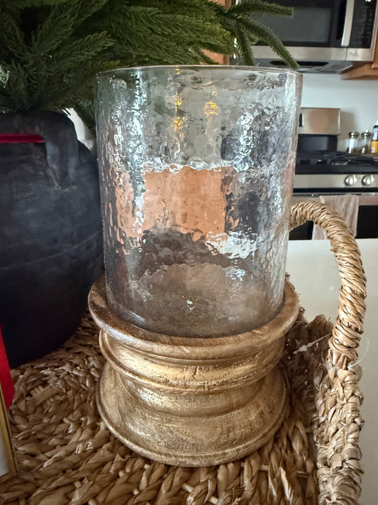 Brush Gold Glass Pillar Holder